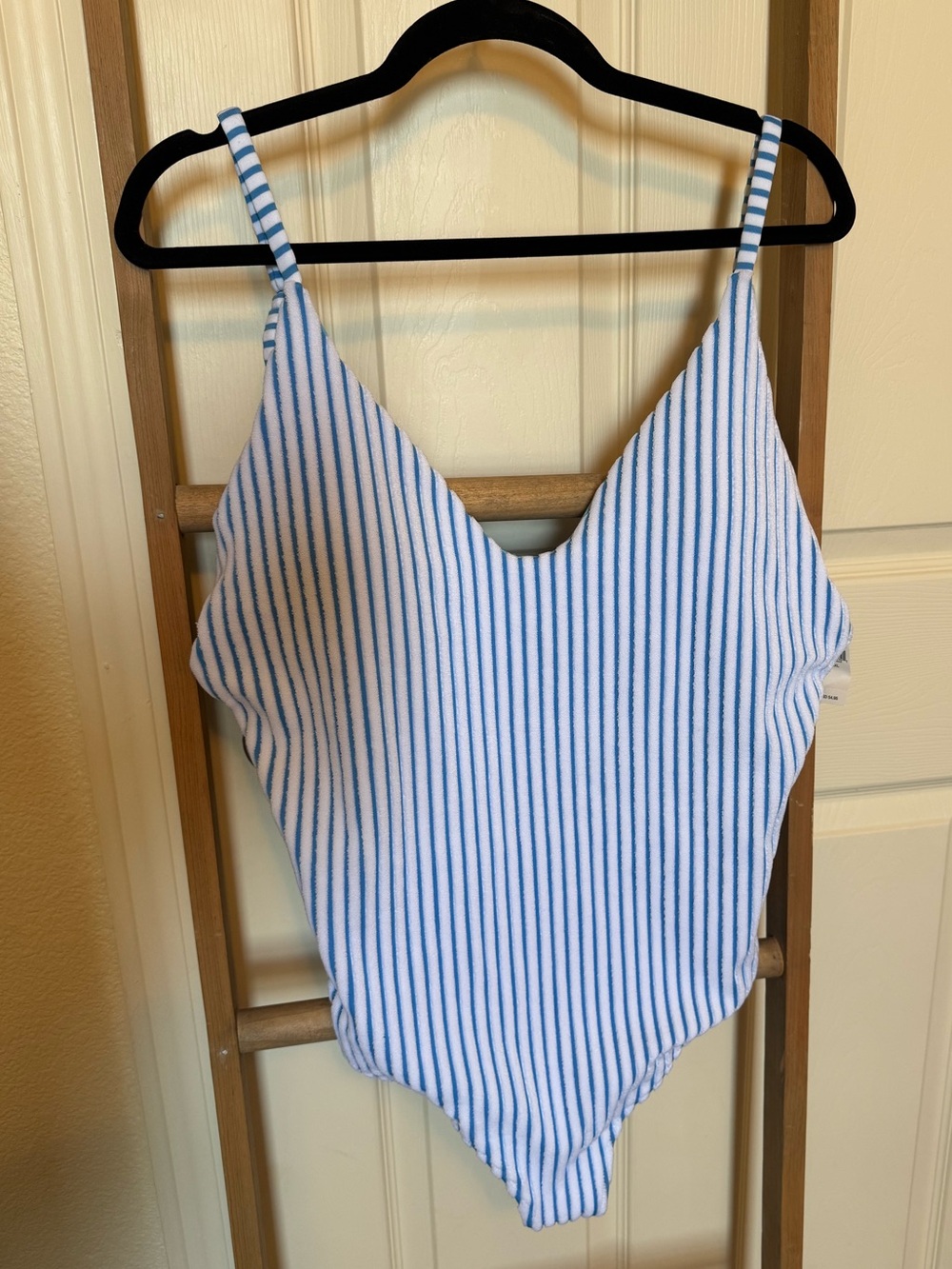 aerie Terry Striped Scoop One Piece Cheeky Swimsuit